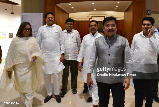 Maharashtra Congress leader Nana Pathole, Congress Leader Ashok Chavan along with other leaders leaves after Maha Vikas Aghadi meeting at Nehru...