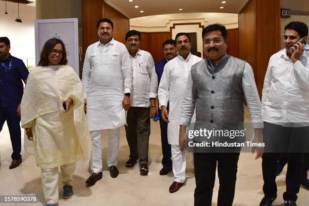 Maharashtra Congress leader Nana Pathole, Congress Leader Ashok Chavan along with other leaders leaves after Maha Vikas Aghadi meeting at Nehru...