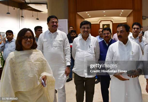 Maharashtra Congress leader Nana Pathole, Congress Leader Ashok Chavan along with other leaders leaves after Maha Vikas Aghadi meeting at Nehru...