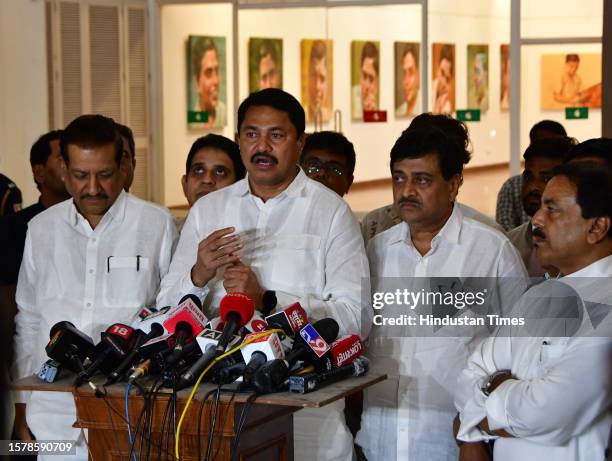 Maharashtra Congress leader Nana Pathole, Congress Leader Ashok Chavan along with other leaders leaves after Maha Vikas Aghadi meeting at Nehru...