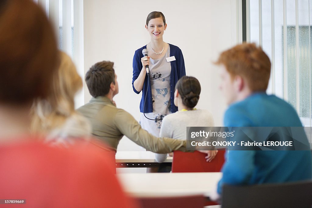 Business executives in a seminar