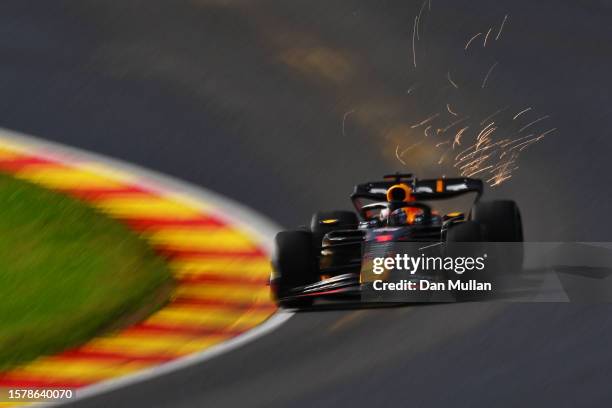 Max Verstappen of the Netherlands driving the Oracle Red Bull Racing RB19 on track during the Sprint ahead of the F1 Grand Prix of Belgium at Circuit...