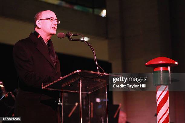 Metropolitan Opera General Manager Peter Gelb speaks during the The Metropolitan Opera Tree Lighting Ceremony at The Metropolitan Opera House on...