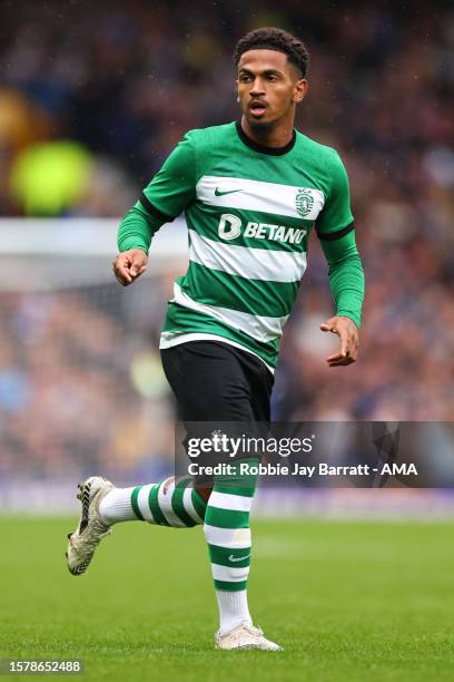 Marcus Edwards of Sporting Lisbon during the pre-season friendly match between Everton and Sporting Lisbon at Goodison Park on August 5, 2023 in...