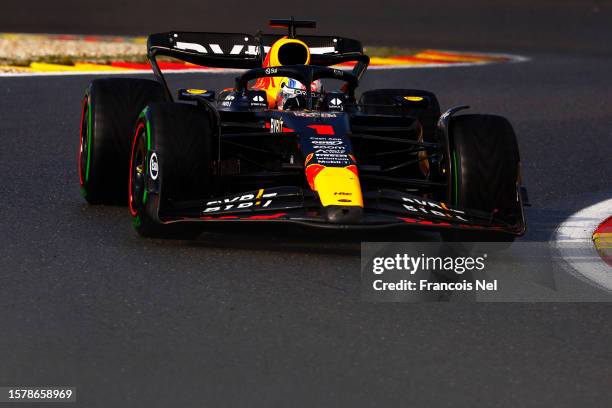 Max Verstappen of the Netherlands driving the Oracle Red Bull Racing RB19 on track during the Sprint ahead of the F1 Grand Prix of Belgium at Circuit...