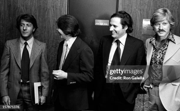 From left, actor Dustin Hoffman, journalists Carl Bernstein and Bob Woodward, and actor Robert Redford attend the premiere of the film 'All The...
