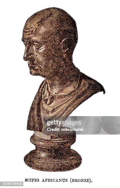 portrait of scipio africanus or publius cornelius scipio africanus, roman general and statesman - scipio stock-fotos und bilder