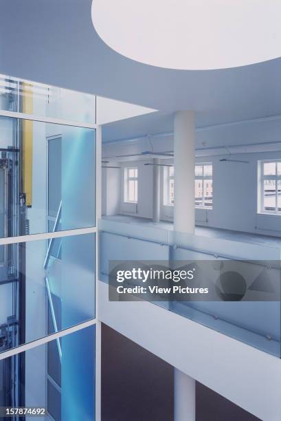 Office, London, United Kingdom, Architect Studio E Architects, Office Day, Top Floor View Through Office, Lift Core And Internal Atria.