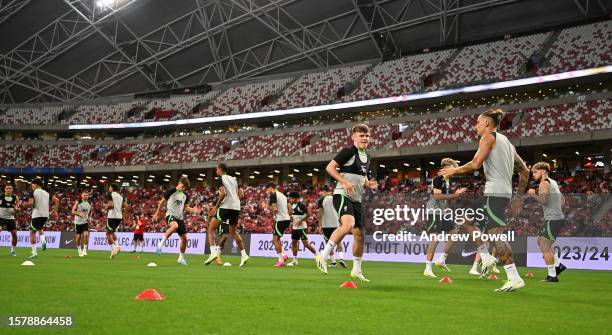 Ben Doak of Liverpool during a training session at Singapore National Stadium on July 29, 2023 in Kallang, Singapore.