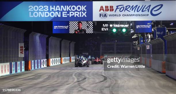 Mitch Evans of Jaguar TCS Racing wins the ABB FIA Formula E Championship - 2023 Hankook London E-Prix Round 15 on July 29, 2023 in London, England.
