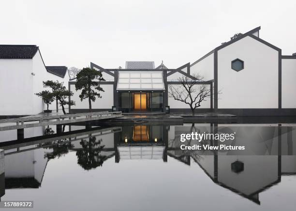 Suzhou Museum, I.M. Pei, Suzhou, China Scenic Vista From Garden With Building And Reflection In Pond, I.M. Pei, China, Architect, .