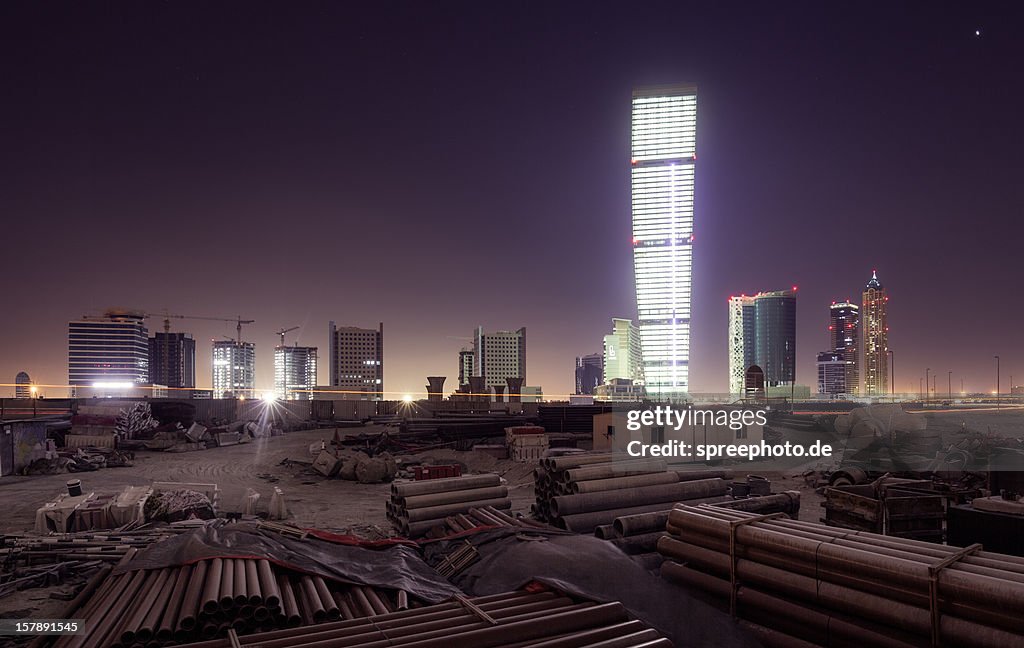 Dubai building lot at night