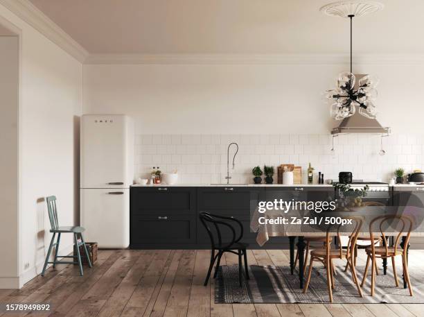 shot of the neat kitchen of the cozy apartment,milton keynes,united kingdom,uk - kitchen fashion stock pictures, royalty-free photos & images