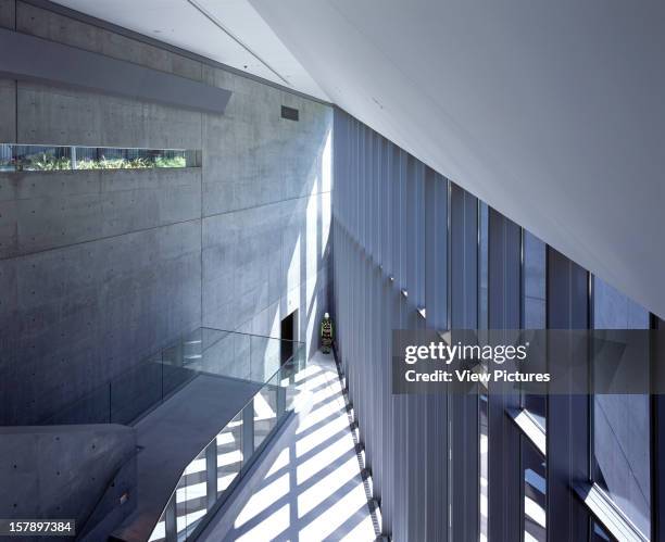 Design Sight [Design Museum], Tokyo, Japan, Architect Tadao Ando 21_21 Design Sight Overall Interior View Towards Lower Level.