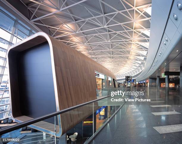 Airside Center Zurich Airport, Zurich, Switzerland, Architect Grimshaw, Airside Center Zurich Airport Interior Panorama From Upper Level.