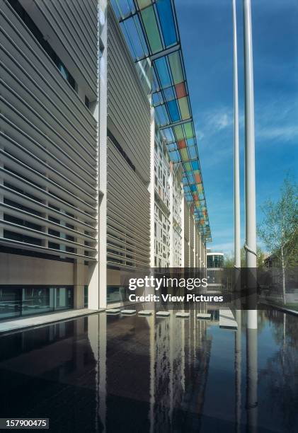 Home Office, London, United Kingdom, Architect Terry Farrell And Partners, Home Office Southeast Facing Elevation Showing Water And Landscaping.