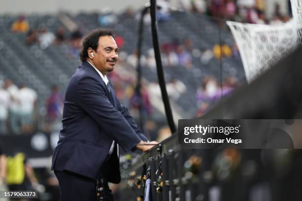 Former player Hugo Sanchez attends the pre-season friendly match between FC Barcelona and Real Madrid at AT&T Stadium on July 29, 2023 in Arlington,...