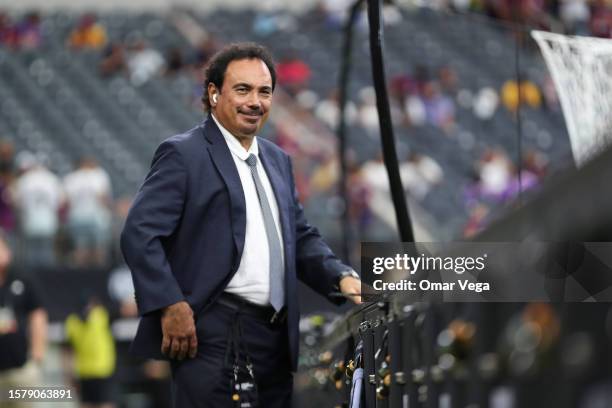 Former player Hugo Sanchez attends the pre-season friendly match between FC Barcelona and Real Madrid at AT&T Stadium on July 29, 2023 in Arlington,...