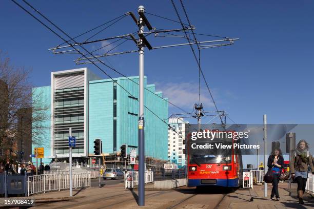 Information Commons Building, Sheffield, United Kingdom, Architect Rmjm Information Commons Building South FaAde Viewed From Tram Stop.