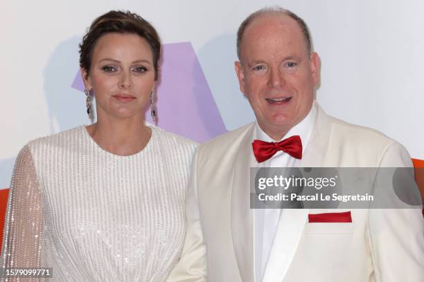 Charlene, Princess of Monaco and Albert II, Prince of Monaco attend the Red Cross Ball 2023 on July 29, 2023 in Monaco, Monaco.