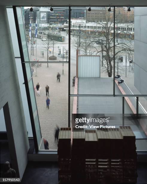 Museum Of Contemporary Art Kiasma, Helsinki, Finland, Architect Steven Holl Museum Of Contemporary Art Kiasma View Out Over Entrance.