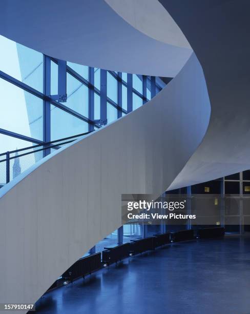 Museum Of Contemporary Art Kiasma, Helsinki, Finland, Architect Steven Holl Museum Of Contemporary Art Kiasma Stair Dusk.