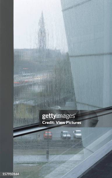 Museum Of Contemporary Art Kiasma, Helsinki, Finland, Architect Steven Holl Museum Of Contemporary Art Kiasma View Out Window In The Rain.