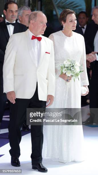 Charlene, Princess of Monaco and Albert II, Prince of Monaco attend the Red Cross Ball 2023 on July 29, 2023 in Monaco, Monaco.
