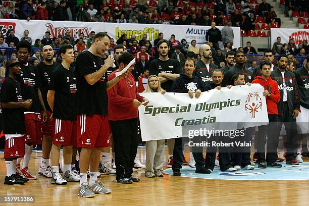 Special Olympics event before the 2012-2013 Turkish Airlines Euroleague Regular Season Game Day 9 between Cedevita Zagreb v Olympiacos Piraeus at...