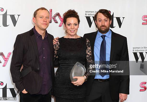 Robert Webb, Olivia Colman and David Mitchell livia Colman attend the Women in TV & Film Awards at London Hilton on December 7, 2012 in London,...
