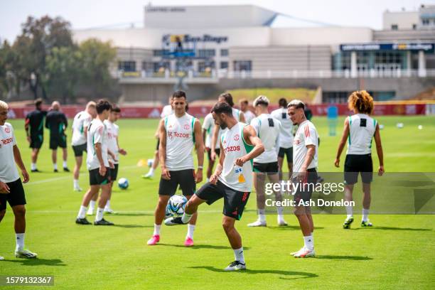 Bruno Fernandes of Manchester United in action during a pre-season training session at UCSD on July 29, 2023 in San Diego, California.