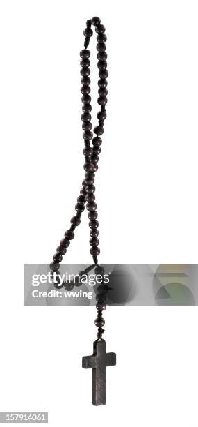 rosary with clipping path - rosary beads stock pictures, royalty-free photos & images