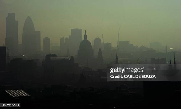 St. Paul's Cathedral is seen among the skyline through the smog in central London on April 22, 2011. The British Government have warned of...