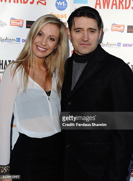 Claire Chambers and Tom Chambers attend the Whatsonstage.com Theatre Awards nominations launch at Cafe de Paris on December 7, 2012 in London,...