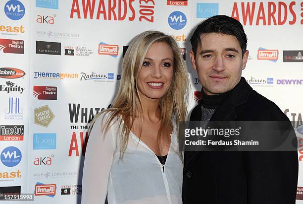 Claire Chambers and Tom Chambers attend the Whatsonstage.com Theatre Awards nominations launch at Cafe de Paris on December 7, 2012 in London,...