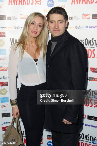 Charlotte Gooch and Tom Chambers attends the Whatsonstage.com Theare Awards nominations launch at Cafe de Paris on December 7, 2012 in London,...