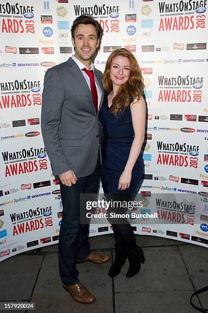 Michael Xavier and Laura Pitt-Pulford attends the Whatsonstage.com Theare Awards nominations launch at Cafe de Paris on December 7, 2012 in London,...