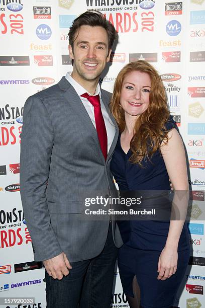 Michael Xavier and Laura Pitt-Pulford attends the Whatsonstage.com Theare Awards nominations launch at Cafe de Paris on December 7, 2012 in London,...