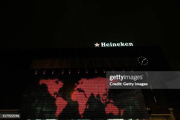 General view of the Heineken Light Installation at Heineken Experience on December 7, 2012 in Amsterdam, Netherlands. Heineken marks its 140-year...