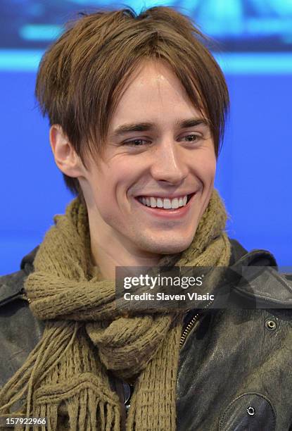 Reeve Carney, star of "SPIDER-MAN: Turn Off The Dark" rings the Opening Bell at NASDAQ MarketSite on December 7, 2012 in New York City.