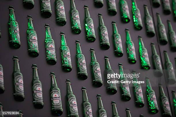 Detailed view of the Heineken Light Installation at Heineken Experience on December 7, 2012 in Amsterdam, Netherlands. Heineken marks its 140-year...