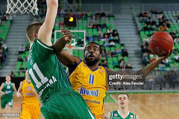 Kelvin Rivers, #11 of BC Khimki Moscow Region in action during the 2012-2013 Turkish Airlines Euroleague Regular Season Game Day 9 between Union...