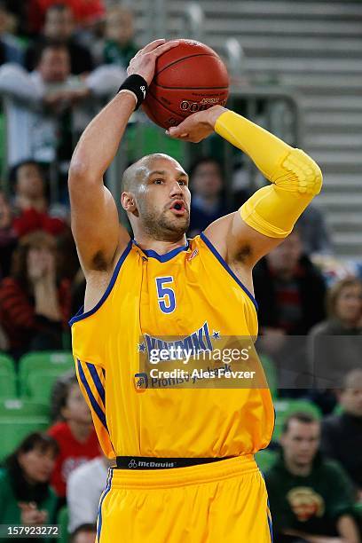 James Augustine, #5 of BC Khimki Moscow Region in action during the 2012-2013 Turkish Airlines Euroleague Regular Season Game Day 9 between Union...