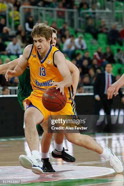 Dimitry Khvostov, #13 of BC Khimki Moscow Region in action during the 2012-2013 Turkish Airlines Euroleague Regular Season Game Day 9 between Union...