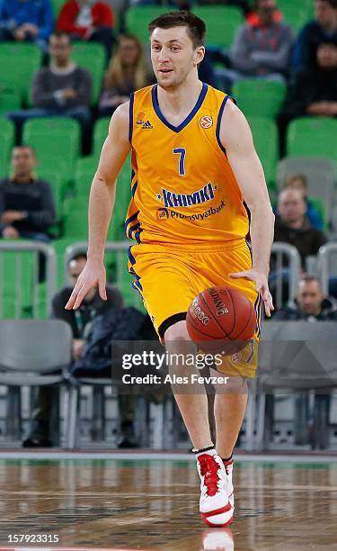 Vitaly Fridzon, #7 of BC Khimki Moscow Region in action during the 2012-2013 Turkish Airlines Euroleague Regular Season Game Day 9 between Union...