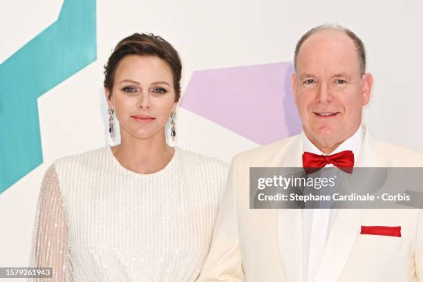 Prince Albert II of Monaco and Princess Charlene of Monaco attend the Red Cross Ball 2023 on July 29, 2023 in Monaco, Monaco.