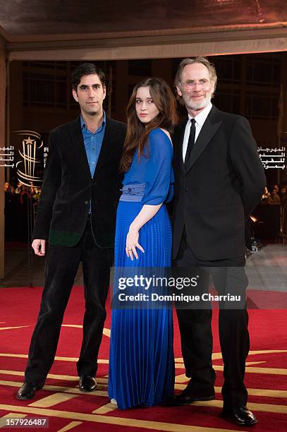 Andrew Litvin, Alice Englert and Christopher Sheppard pose as they arrive at the 'Ginger & Rosa' Premiere during the 12th International Marrakech...