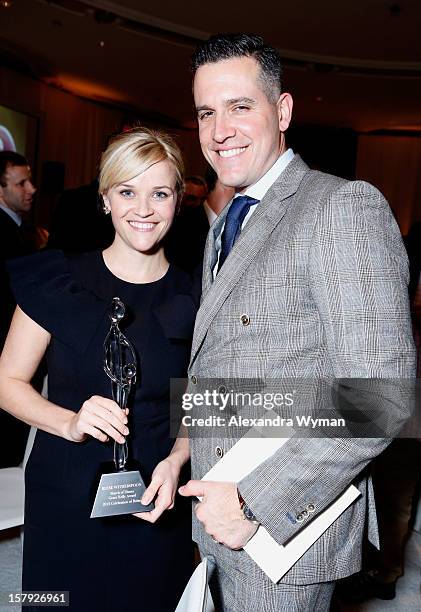 Honoree Reese Witherspoon and actor Jim Toth pose with the Grace Kelly Award during the 7th Annual March of Dimes Celebration of Babies, a Hollywood...