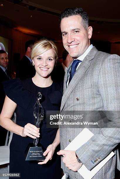 Honoree Reese Witherspoon and actor Jim Toth pose with the Grace Kelly Award during the 7th Annual March of Dimes Celebration of Babies, a Hollywood...