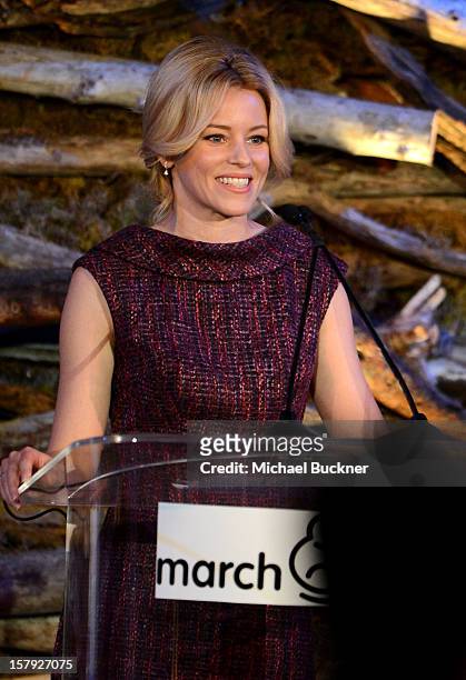 Actress Elizabeth Banks speaks onstage during the 7th Annual March of Dimes Celebration of Babies, a Hollywood Luncheon, at the Beverly Hills Hotel...